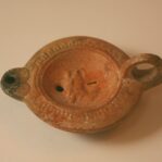 Ceramic Roman Oil Lamp with Crouching Dog